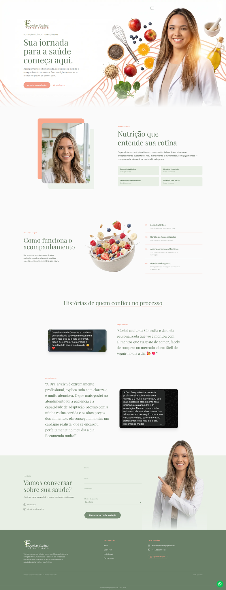 Print do site Evelyn Carine (Nutricionista)